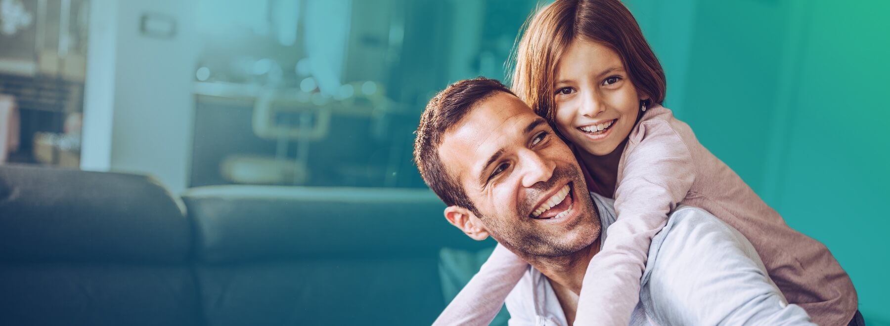 Father and daughter playing together